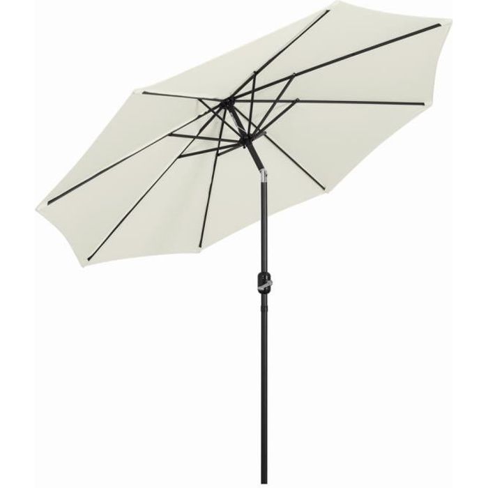 Parasol Droit 3m Inclinable, avec Manivelle, Pliable Portable, Protection Solaire pour Terrace, Piscine, Plage, beige- Mondeer