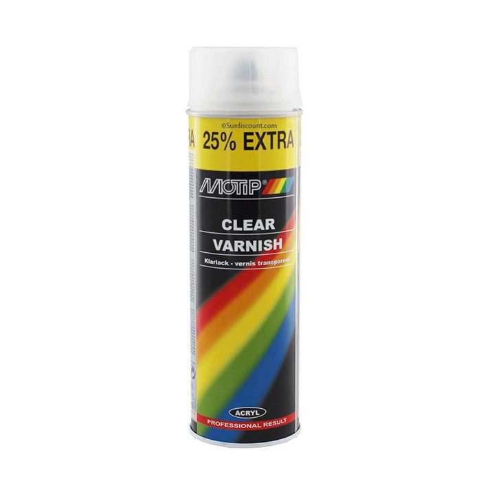 BOMBE DE VERNIS ACRYLIQUE - TRANSPARENT MAT - 500ML - MOTIP
