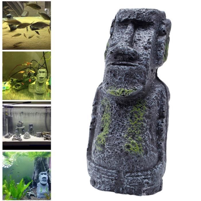 TEMPSA Résine statue de l'île Pâques Pour Décoration Aquarium S
