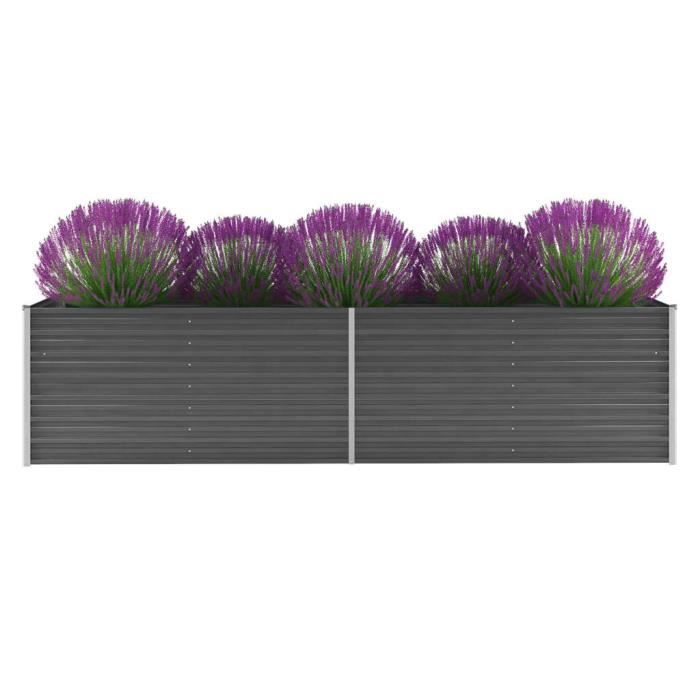 Economique Haute qualité Jardinière Acier galvanisé 320 x 80 x 77 cm Gris