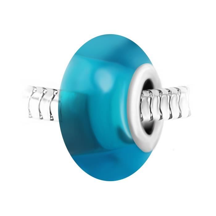 Charm perle verre bleu et acier par So Charm 13 mm Bleu