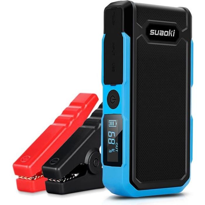 SUAOKI U10 Booster Batterie 800A 20000mAh Démarreur de Voiture Rechargeable Jump Starter - Avec Pinces Alligator intelligents - Bleu