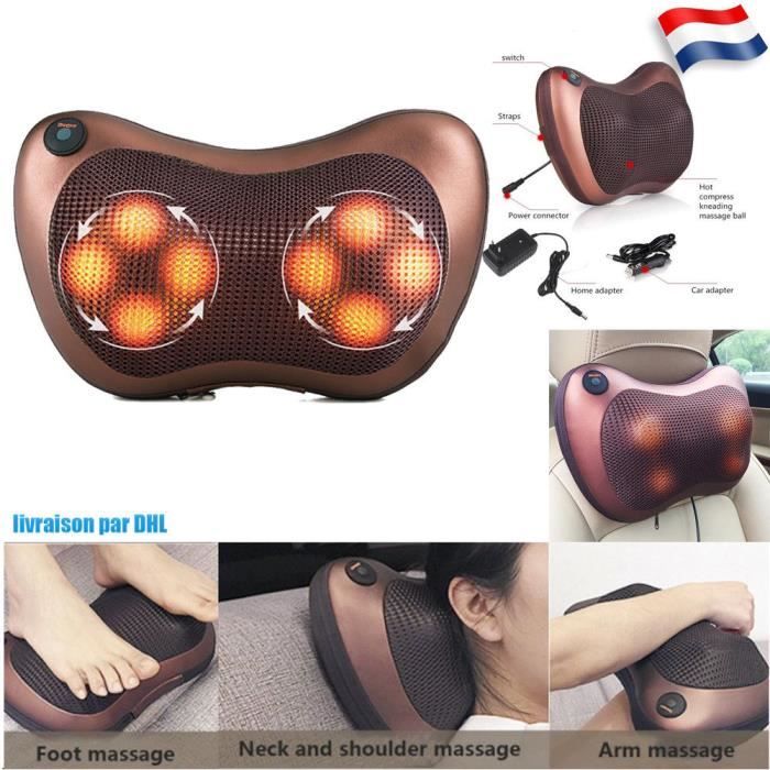 VINTEKY® Coussin massage chauffant, massant bien etre shiatsu avec 8 rouleaux, pétrissage dos cou corp, Relax appareil de massage