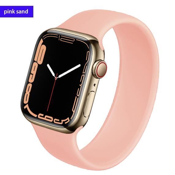 CONNECTEUR DE BRACELET ,pink sand-42mm or 44mm 45mm-S--Boucle Solo pour Apple Watch, bracelet élastique en Silicone, 44mm 40mm 45mm