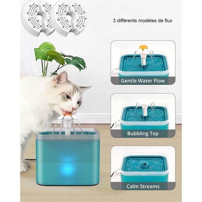 Comparer les prix de ALOVEZ Fontaine Eau pour Chat Chien 2 L avec 2 Filtres Remplaables Distributeur Eau pour Chat Silencieux Bleu bleu FONTAINE A EAU