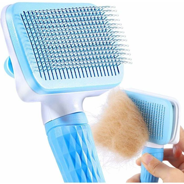 Meilleurs prix pour Brosse pour Chien et Chat Brosse Autonettoyante pour Poils Longs et Courts limine les Poils avec un Bouton Bleu PZCC