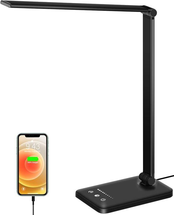 Lampe de bureau LED - HANDEIU - Modèle HANDEIU - 10 niveaux - 5 modes couleurs - Port USB