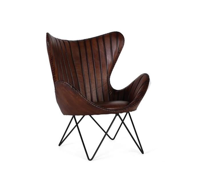 Fauteuil - Giner y Colomer - Cuir Marron - Pieds Métal - 100x83x77 cm