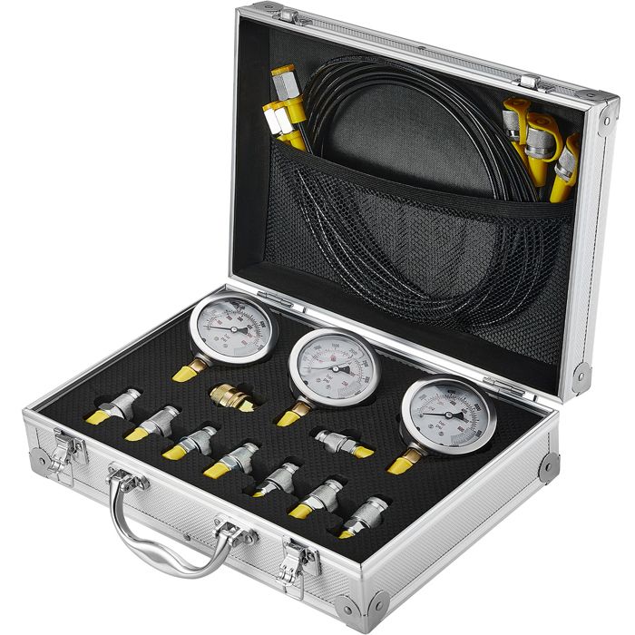 Kit de Test de Pression Hydraulique-Duoku-250/400/600 Bars-3 Manomètres-Ensemble Portable pour Excavatrices et Engins de Chantier Kit de Test de Pression Hydraulique-Duoku-250/400/600 Bars-3 Manomètres-Ensemble Portable pour Excavatrices et Engins de Chantier
