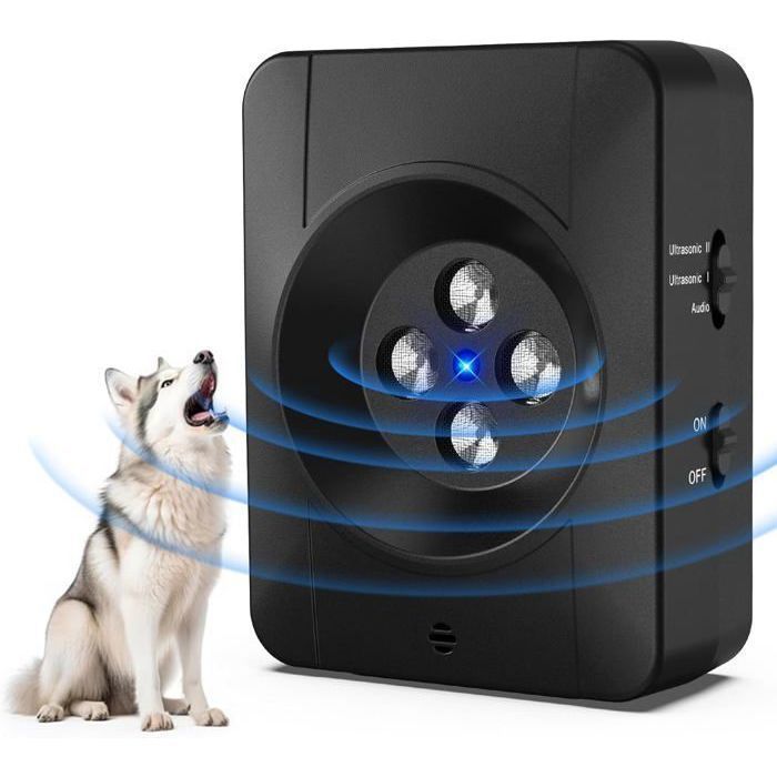 Anti Aboiement pour Chien 4 metteurs Puissants Ultrason Chien Rechargeable Boitier Anti Aboiement Chien 3 Mo COLLIER ANTI-ABOIEMENT