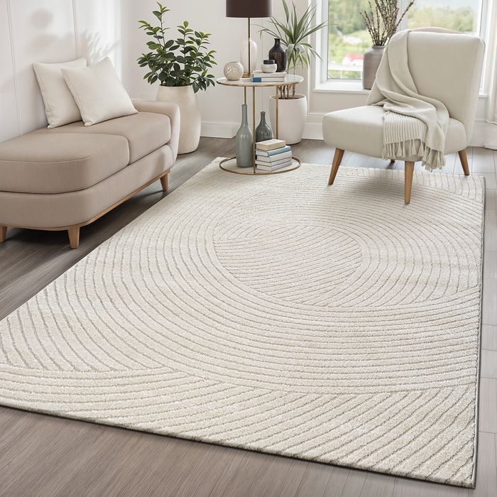 the carpet Everest - tapis salon effet 3D haute densité de poils et agréablement doux Crème 120 x 170 cm Design - 2401