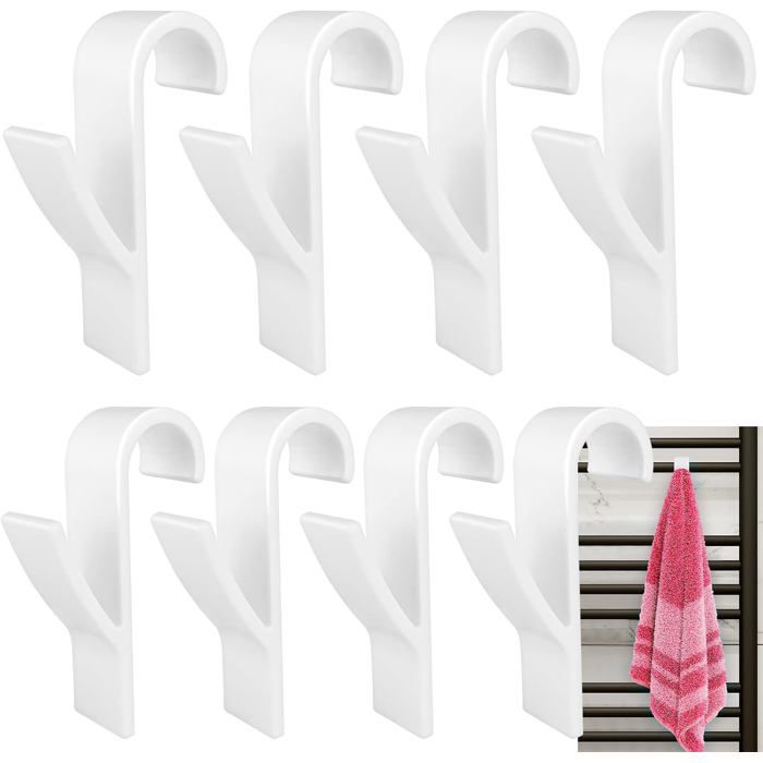 Crochets porte-serviettes 8 crochets ronds pour radiateur adaptés à tous les radiateurs standard blancs amovibles