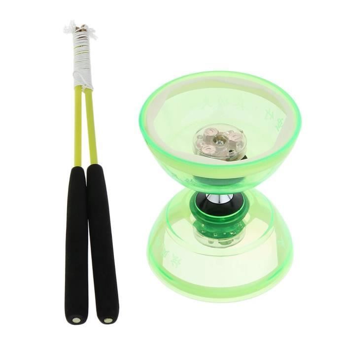 Diabolo Lumineux LED – Triple Roulement, Caoutchouc Souple, Bâtons Et Corde De Rechange – Jonglage Pour Enfants Et Adultes
