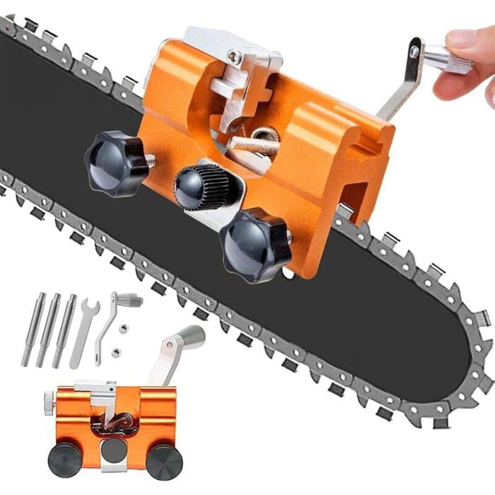 Affûteuse chaîne - Manuel 3 têtes - Rapide et précise - Portable léger - Acier inoxydable durable