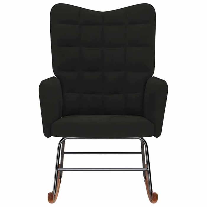 Chaise à bascule en velours - vidaXL - Noir - 61x78x98 cm - Velours polyester - Bois dhévéa - Contreplaqué - Métal