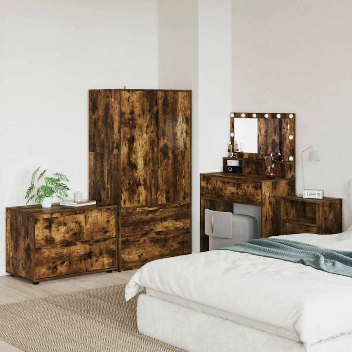 Commode de chambre - VIDAXL - Cabinet de rangement - Chêne fumé - Bois dingénierie - 80x48x57 cm