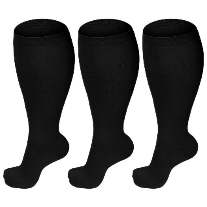 Chaussettes Compression 20-30 mmHg - 3 paires noir 4XL - bas contention sport voyage grossesse cheville - compression chauss