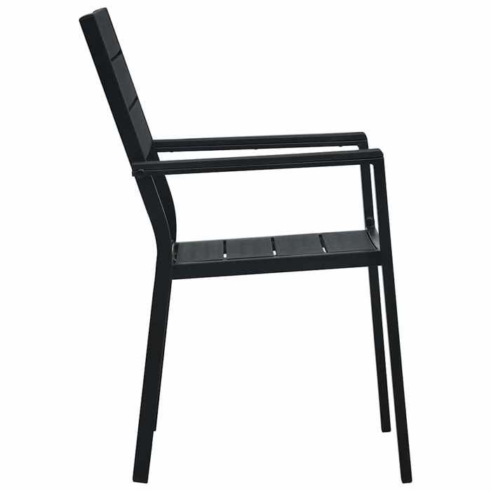 Noir Meuble dextérieur/Chaise à Manger - SARAZYJ - Chaises de jardin - lot de 4 Noir PEHD Aspect de bois 62x555x885cm Hot49339366