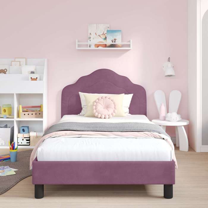 Pourpre Cadre de Lit pour 90x190cm SWEETY - Lit simple pour Enfants - avec tête de lit - Violet 90x190cm CL80747253128