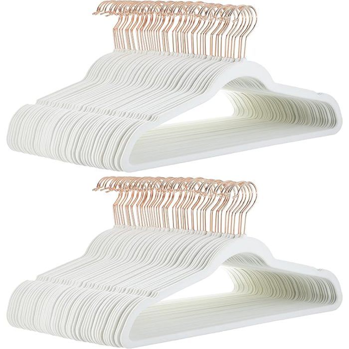 cintres assortis pour suspendre et ranger costumes 100 pièces pantalons et vestes Ivoire/Or Lot de 100 Ivoire/Rosé
