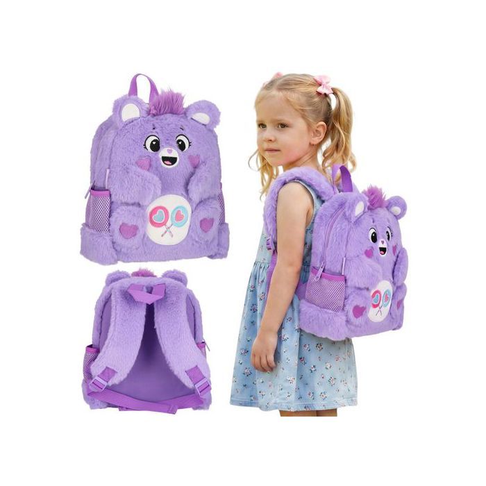 Care Bears Sac à dos en peluche violet pour fille petit sac à dos de maternelle pour les sorties 5 L