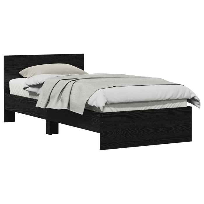 VENTE-FLASH Lit adulte1 places - Cadre de lit Chêne noir 90x200 cm - Bois dingénierie sis30x