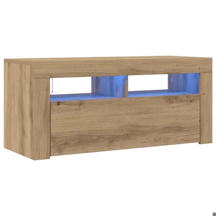 Luxe&Mode Meuble TV avec lumières LED chêne artisanal bois dingénierie 2 ans garantie LV17062