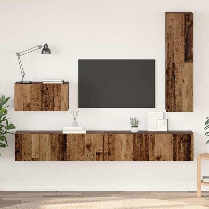 Unités murales TV (4 pcs) - VIDAXL - Meubles TV Suspendu - pour Téléviseur - Bois Ancien - bois dingénierie T567