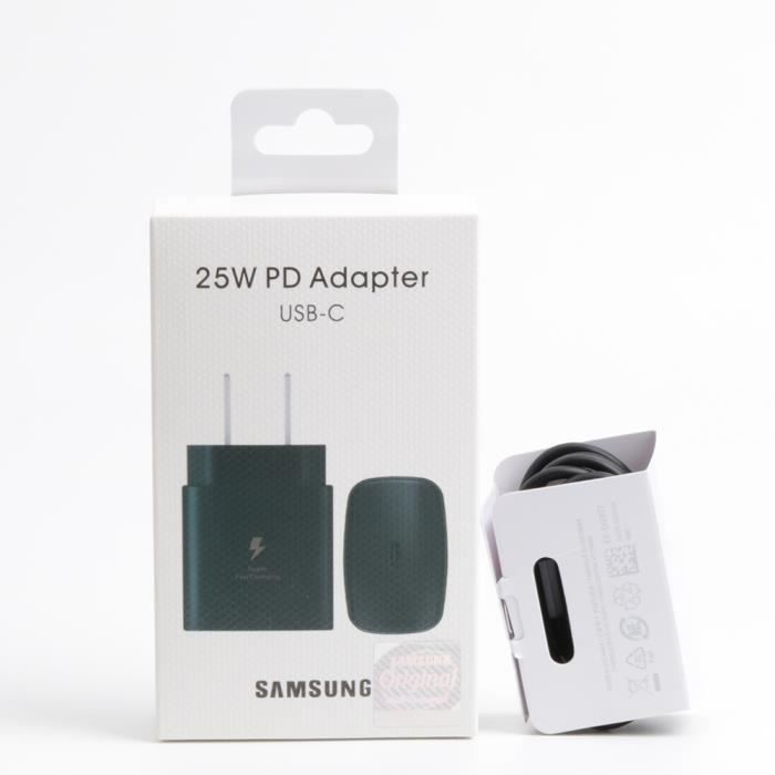 Blanc-avec Boîte-Samsung-Chargeur super rapide 25W PD, pour Galaxy