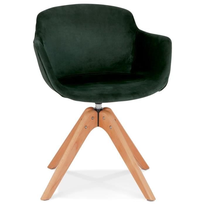 chaise avec accoudoirs en velours vert - alter ego - berni - vintage - intérieur - bois massif