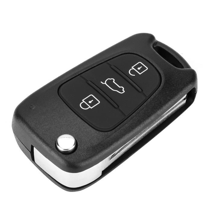 Coque De Clé De Rechange Pliable Pour Hyundai I20 I30 I35 IX20 IX35 - 3 Boutons, Noire