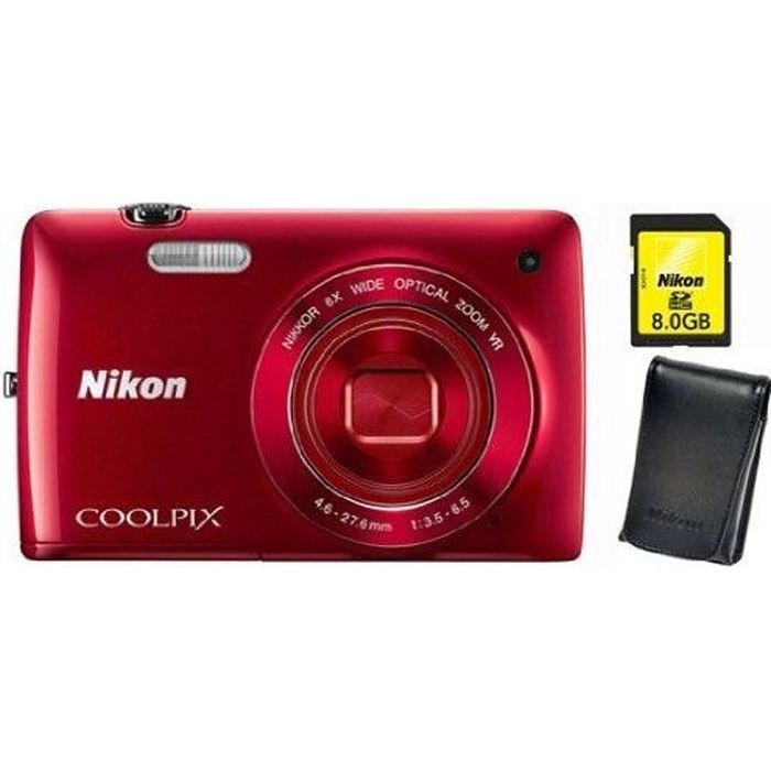 Pack Appareil Photo Nikon Coolpix S4200 Rouge + Carte SD 8Go – Compact 16MP – Occasion Parfait État