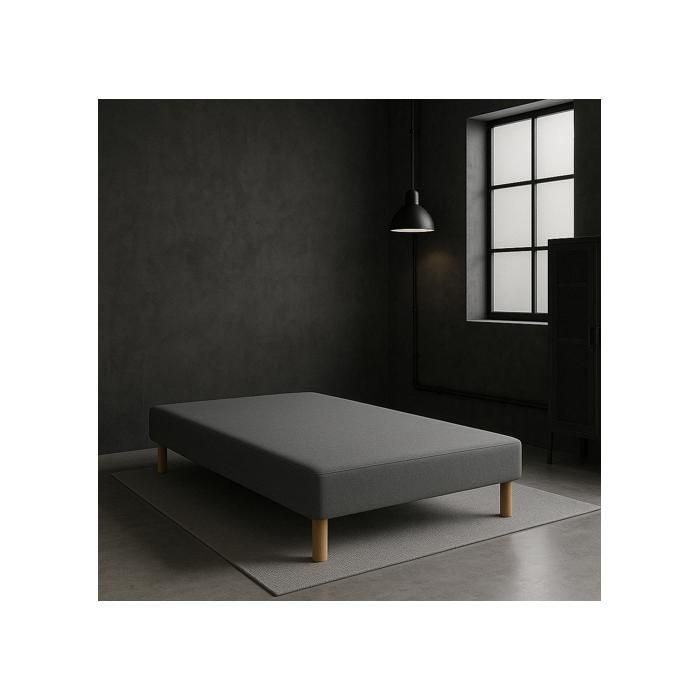 SOMMIER TAPISSIER GRIS 140x190 cm FABRICATION FRANÇAISE ARTISANALE PIEDS OFFERTS HAUTEUR avec PIEDS 27 cm - som140x190gris