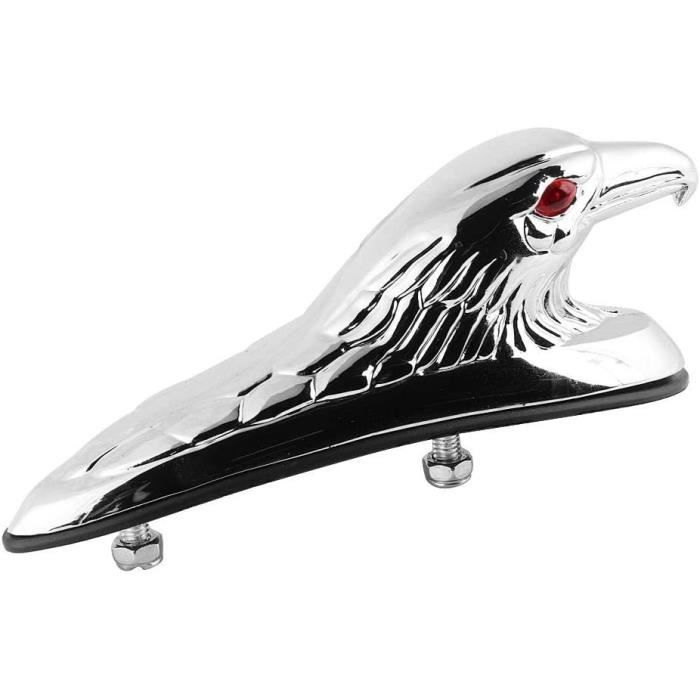 Chromé Doré Yeux Rouges Ornement De Garde-boue Moto Tête D'aigle - Chrome Et Doré, Yeux Rouges Lumineux 12V, Pour Boulons 6mm Accessoire Moto Universel 6mm