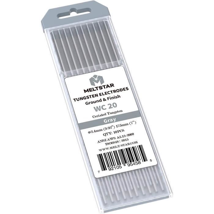 Électrodes De Tungstène 2% Cérium WC20 Pour Soudage TIG - 1.6mm X 175mm - Lot De 10 - 9