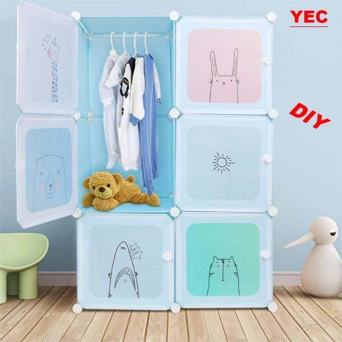 Étagère cube et penderie en PP pour chambre à coucher dressing et salon - YEC - 3 niveaux - Bleu