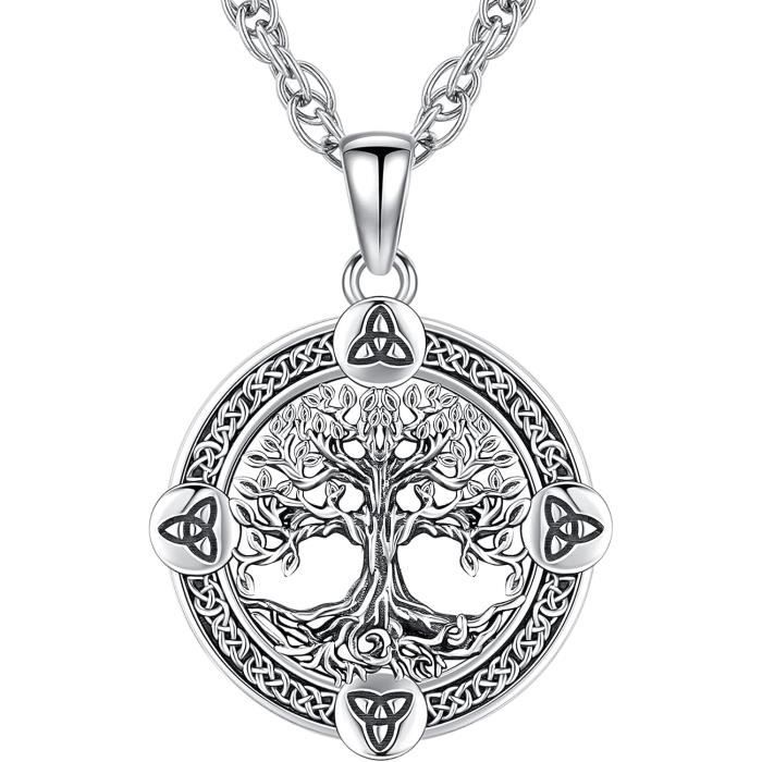 Collier Argent 925 Collier Arbre Généalogique Cristal - Argent 925 - Nœud Celtique - Zircone Cubique - Femme Bijou Symbolique Femme