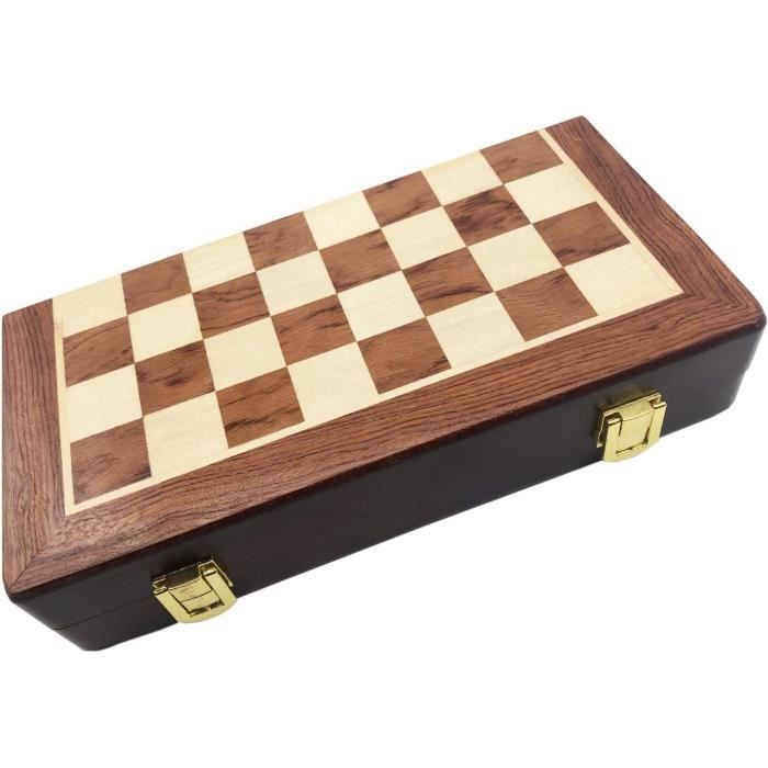 Jeu d'échecs taille 4+ bois noyer numéroté pièces STAUNTON style classique acacia/buis 89mm