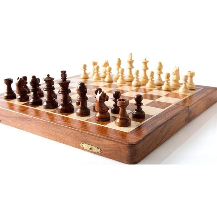 Jeu De Dames En Bois Massif - Plateau 25x25 Cm - Pions Traditionnels Fabriqués à La Main