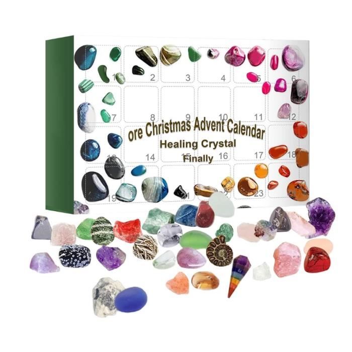 Calendrier De L'Avent Pierres Précieuses - 24 Pierres Naturelles Avec Cartes De Signification Et Boîte - Cadeau Enfant