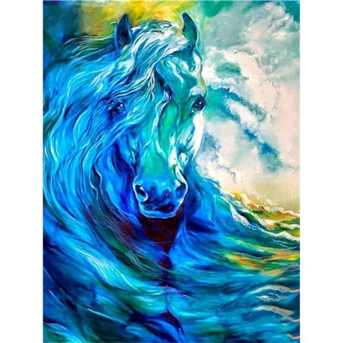Peinture Diamant 5D Grand Format Camion Bleu 40x60cm - Kit Complet DIY Strass Broderie Murale