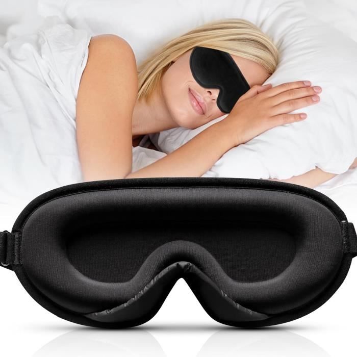 Lot De 2 Masques De Sommeil En Satin Noir Et Rouge - Ajustables, Confortables, Bloque-lumière - Pour Femmes, Hommes, Couples - Voyage, Sieste - 3
