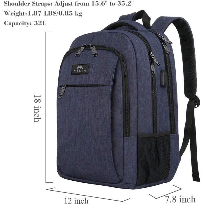 Sac a Dos MATEIN 15.6 Pouces Antivol Homme Impermeable Bleu Cdiscount Bagagerie Maroquinerie