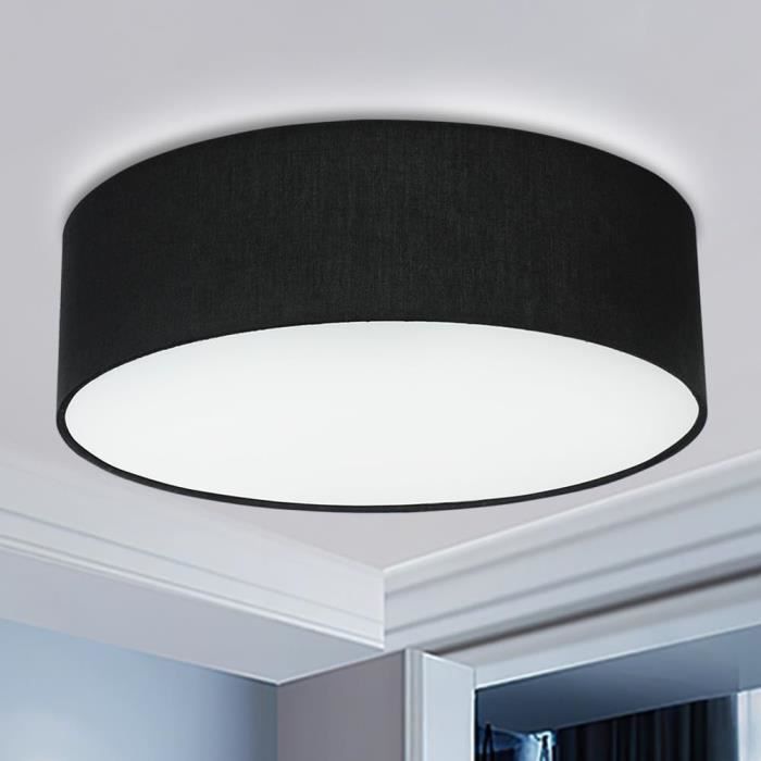 Plafonnier Moderne FRIDEKO HOME - Ø30cm, Abat-Jour Tissu Noir | E27, Pour Chambre, Salon, Cuisine