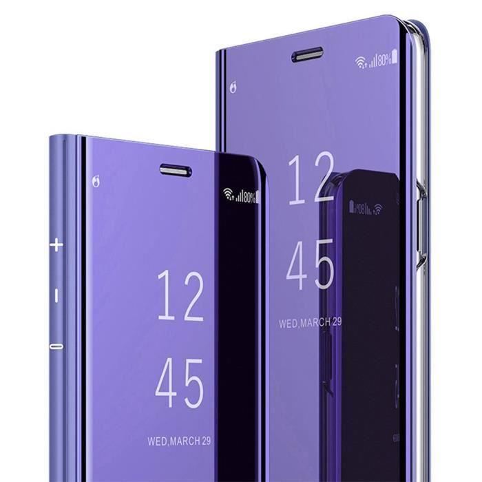 coque huawei mate 20 lite clear view etui a rabat smart cover violet avec 10000mah batterie externe sans fil portable power bank
