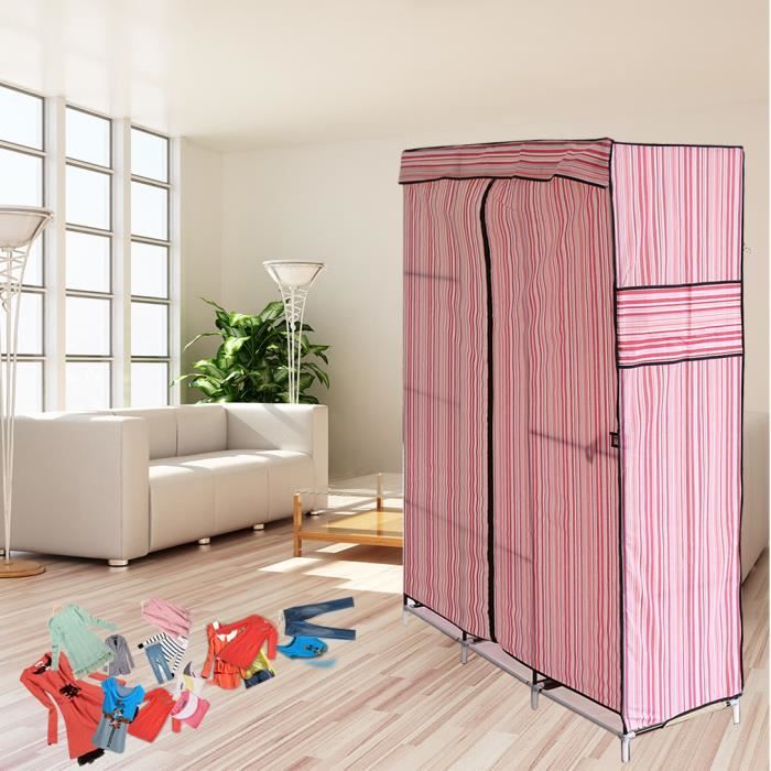 Armoire à Vêtements Pliable en Tissu Garde-Robe XXL Gris - Cadre Métallique, Facile à Monter, 14