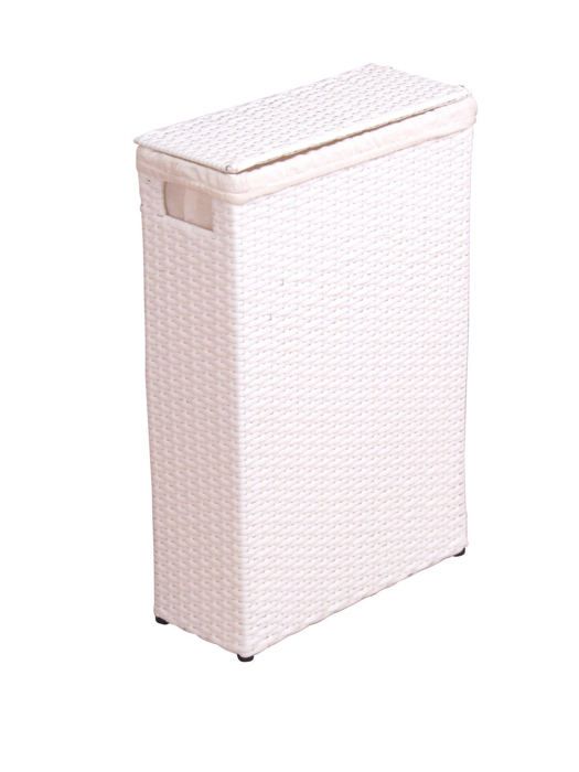 Panier à linge en poly-rotin blanc avec tissu de protection DEC05037 -  Cdiscount Maison