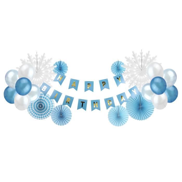 Easy Joy Decoration Anniversaire Bleu Et Blanc Garcon Kit Rosette Papier Bleu Ballon Deco Anniversaire Happy Birthday Bandero Achat Vente Ballon Decoratif Cdiscount