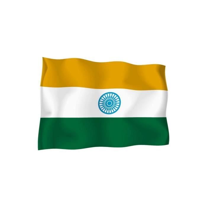 Autocollant Voiture Drapeau Inde - Sticker Vinyle 7,5x10 Cm - Résistant Pluie Et Soleil - Intérieur (10 Ans) / Extérieur (5 Ans)