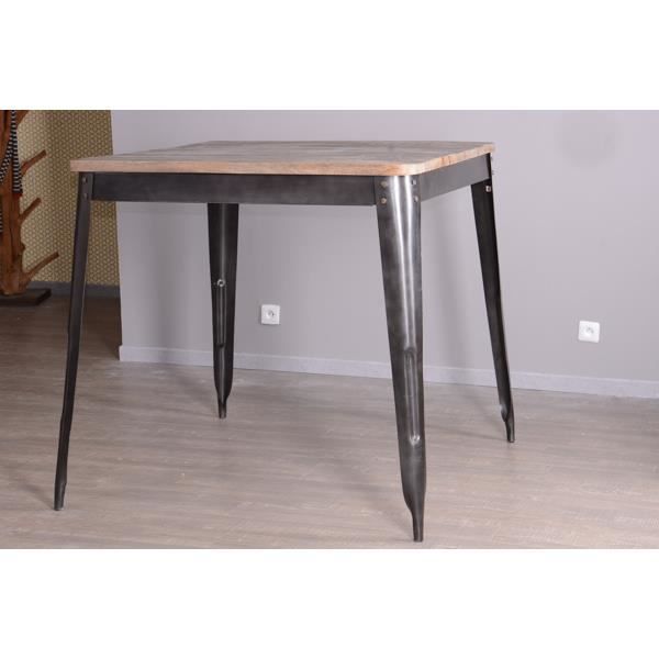 Table Haute Industrielle Carree 70x70cm Snack Indus Meuble House